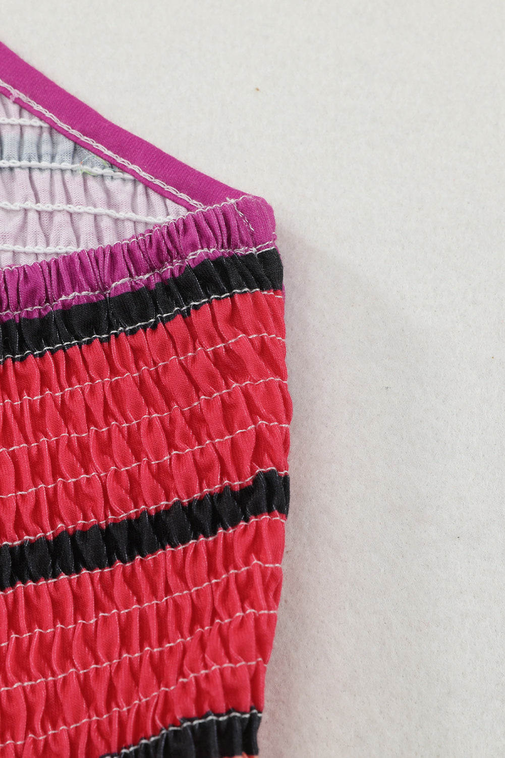 Striped Print Smocked Halter Open Back Fit Flare Dress