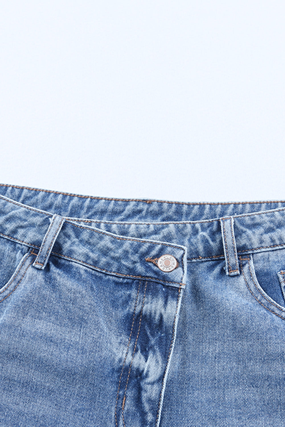 Black High Rise Crossover Waist Denim Shorts