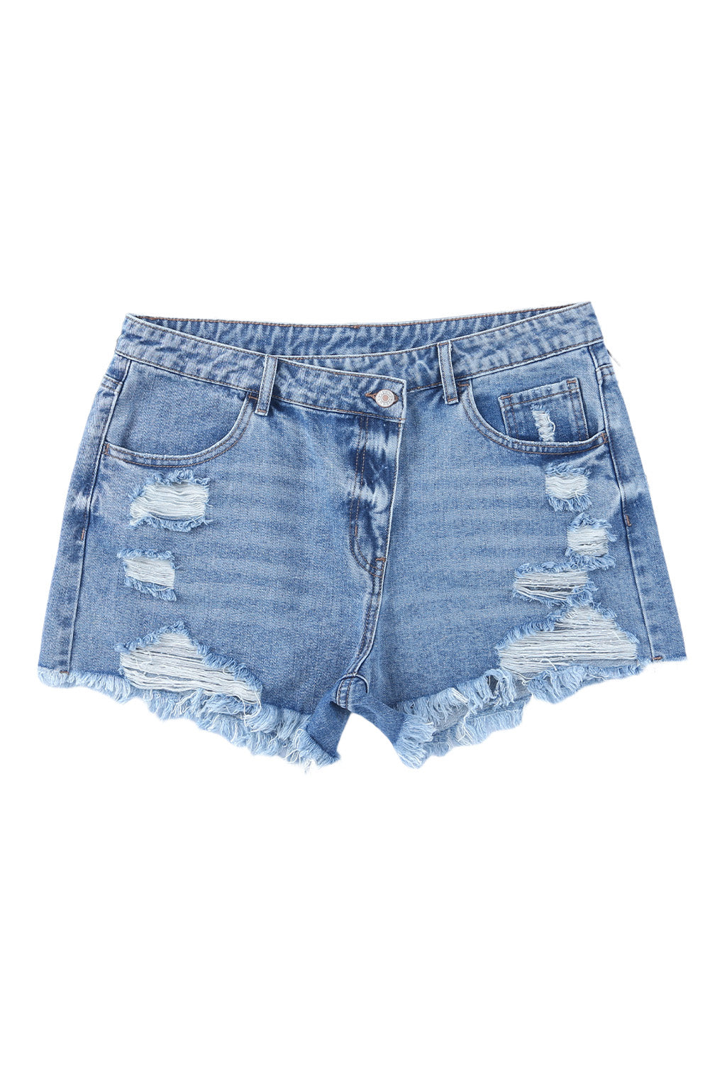 Black High Rise Crossover Waist Denim Shorts